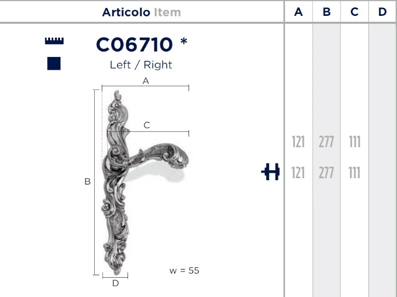 Дверная ручка на планке Enrico Cassina ADELAIDE C06710