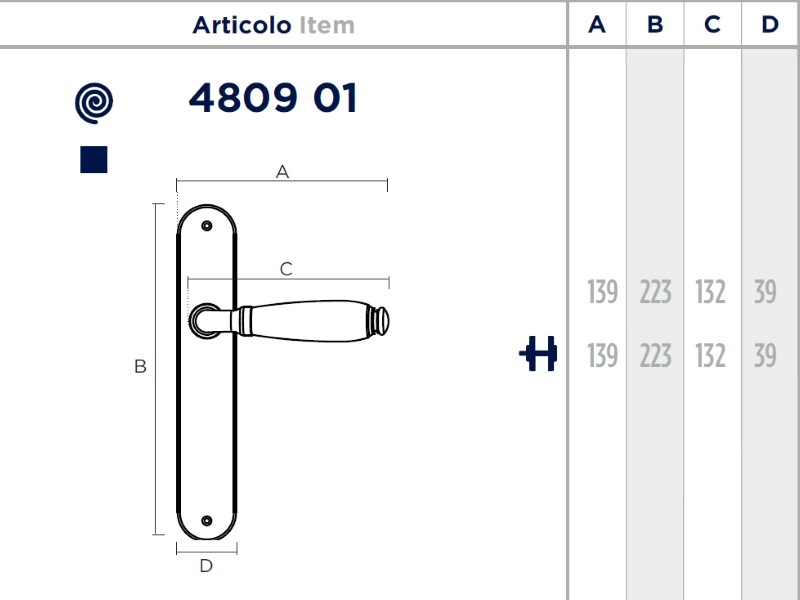 Дверная ручка на планке Enrico Cassina EILEEN 480901
