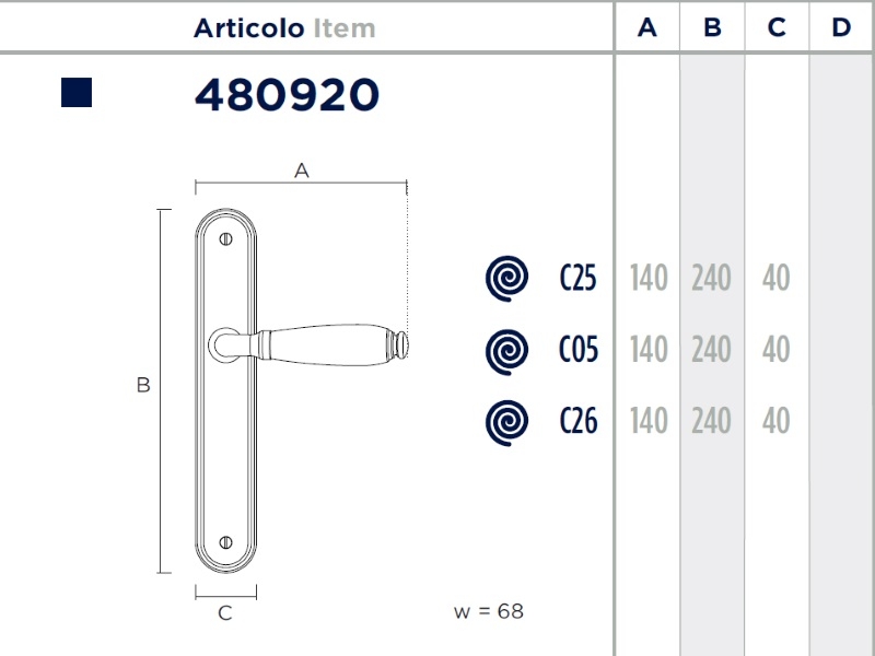 Дверная ручка на планке Enrico Cassina EILEEN 480920
