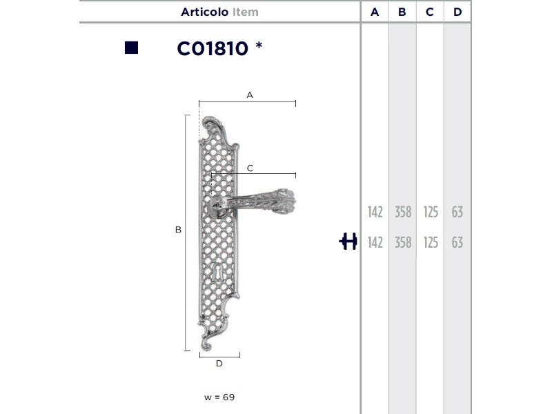 Дверная ручка на планке Enrico Cassina GABRIELLE C01810