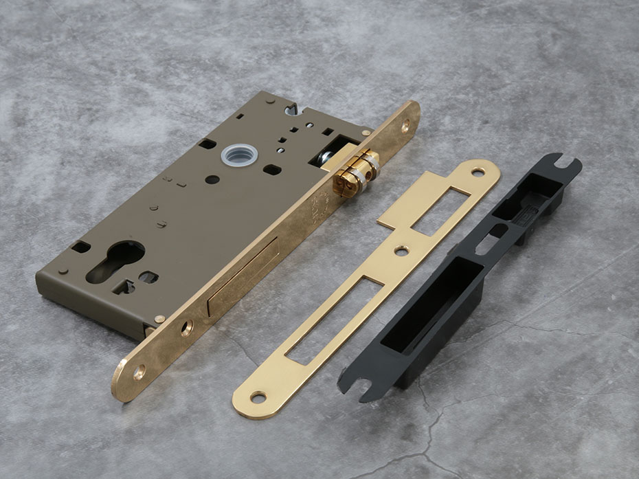 Замок дверной с роликовой защелкой SAB T321250 OLV7 под евро цилиндр полированная латунь