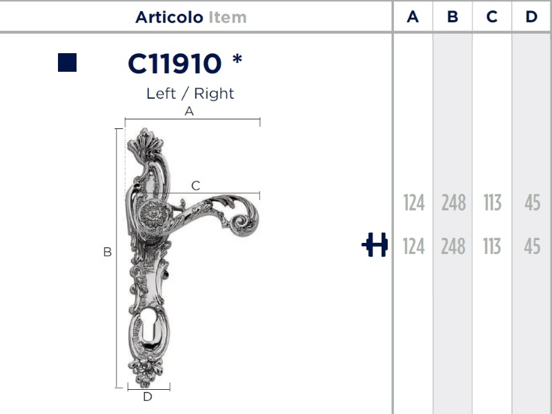 Дверная ручка на планке Enrico Cassina POMPADOUR C11910