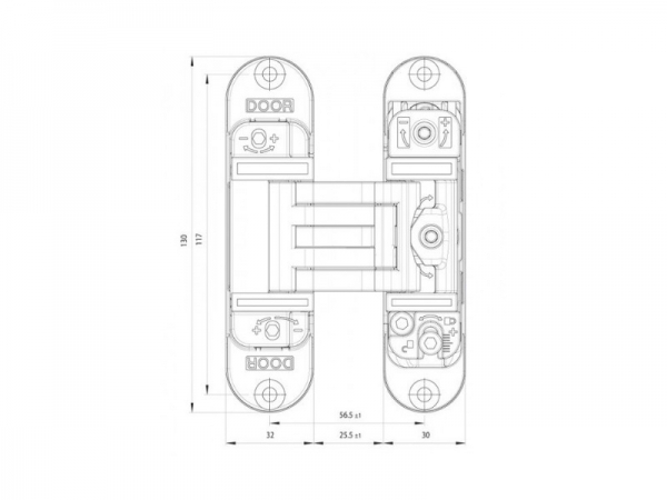 Скрытая петля матовая Koblenz для дверей с четвертью хром