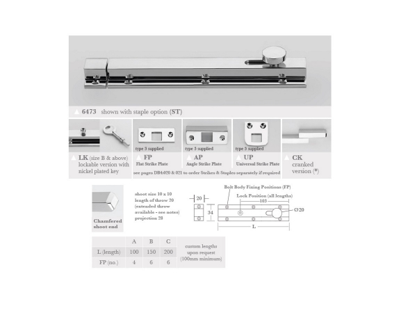 Шпингалет Frank Allart 6473BFP полированный хром