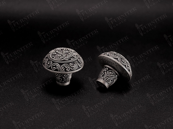 Мебельная ручка-кнопка Edgar Berebi 7705 античное серебро