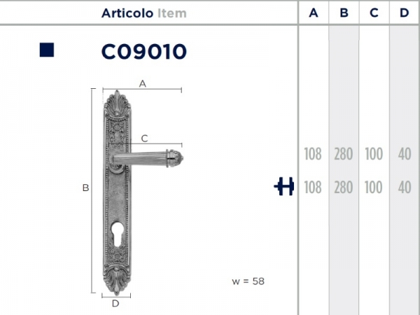 Дверная ручка на планке Enrico Cassina CAROLINA C09010