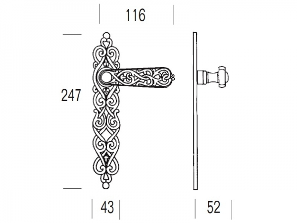 Дверная ручка на планке Salice Paolo IL CAIRO 4306