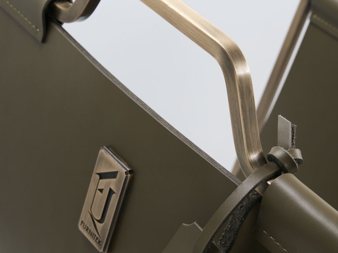 Дровница с кожаной вставкой FG-12045 античная латунь