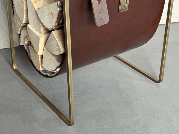 Каминный набор с дровницей FURNITEK FG-01115 античная латунь