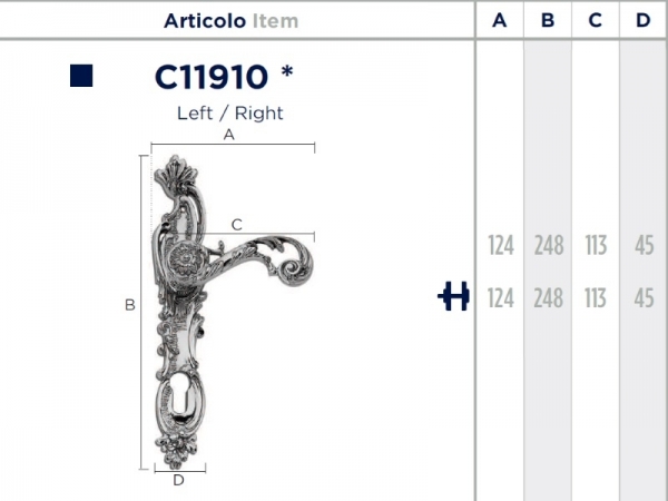 Дверная ручка на планке Enrico Cassina POMPADOUR C11910